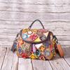 Women'S Bag First Layer Cowhide Handmade Flowers Contrasting Color Splicing Portable Shoulder Bag Shopping Travel Medium And Small Bag