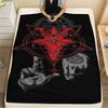 1PC Satan Print FlAannel Blanket, High quality Comfortable for All Seasons, Home Decor, Warmth and Comfort