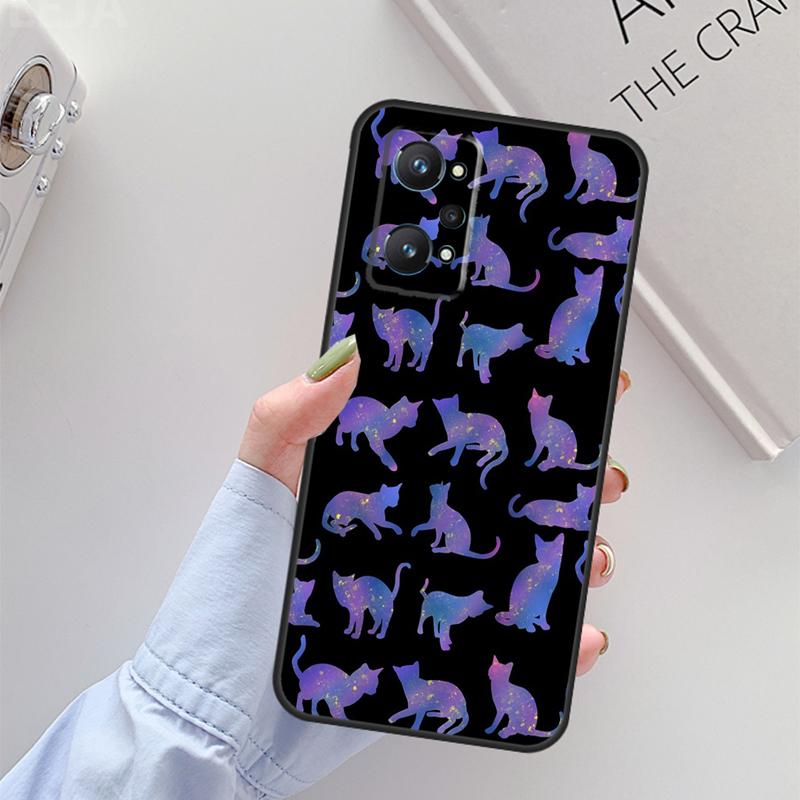 Space Happy Cats For Realme 11 10 12 13 14 Pro Plus GT 5 6 6T GT7 Pro C67 C61 C53 C51 C21Y C25S C55 C75 Case