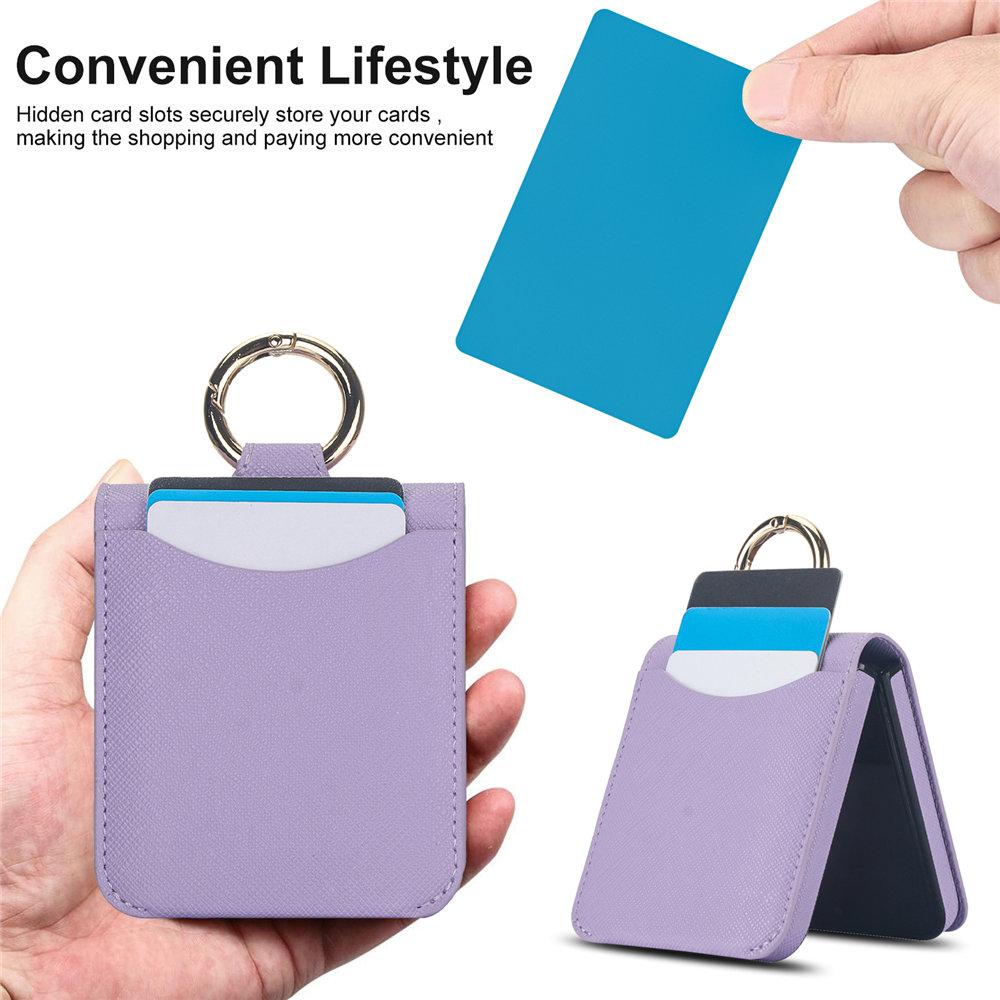 Cross Stripes Leather Credit Cards Slot Ring Holder Case For VIVO X Flip Protective Back Cover