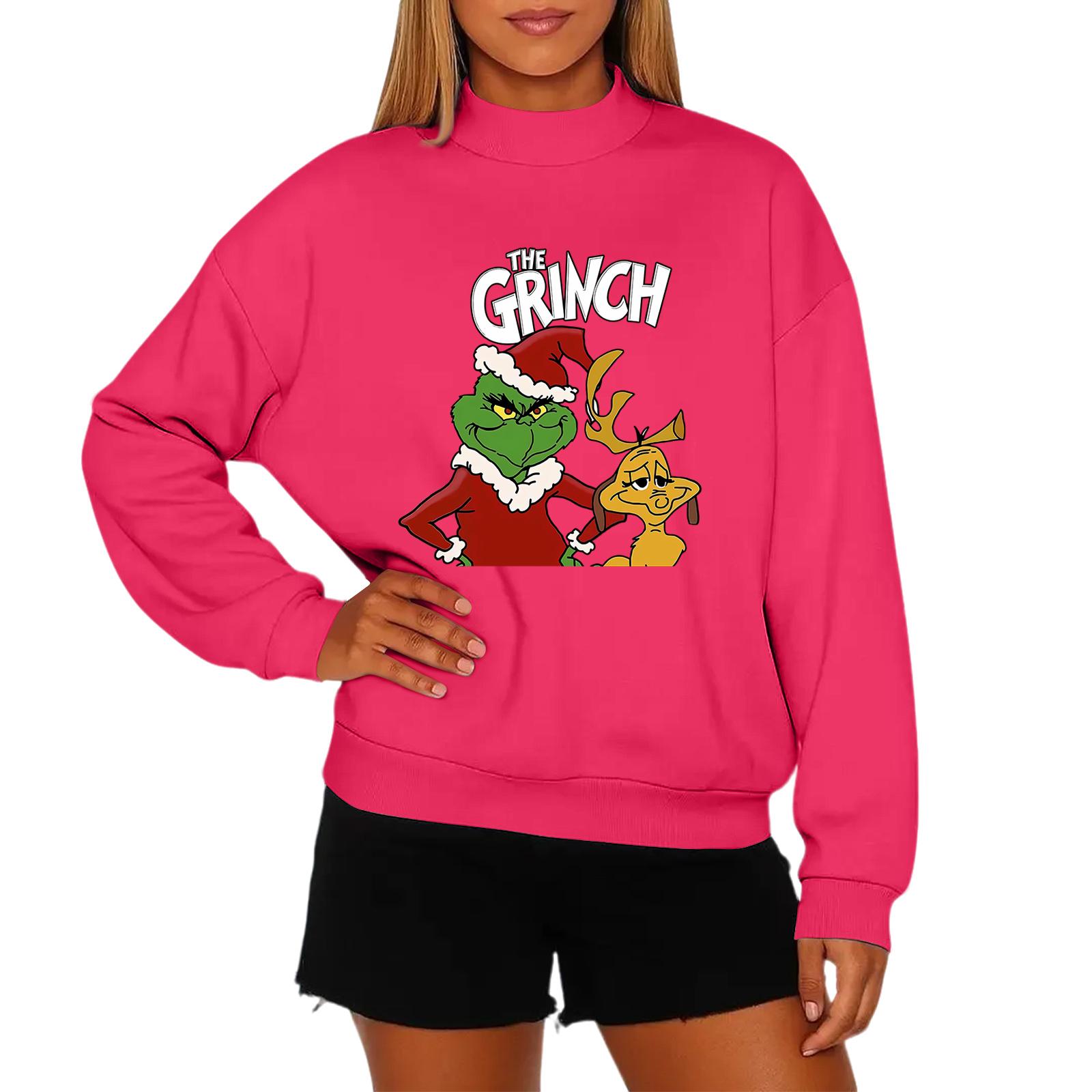 

Женская модная повседневная толстовка с круглым вырезом и длинными рукавами с рождественским принтом L красный