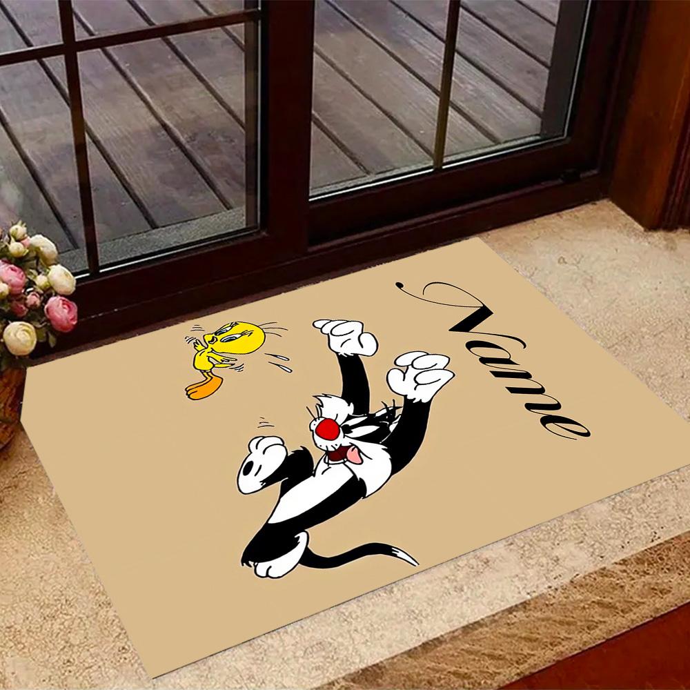 Looney Roadrunner Coyote Adventure Customized Name Carpet Design for Dining Room Entryway Dormitory Game Room Antislip Carpet Decorate Offices