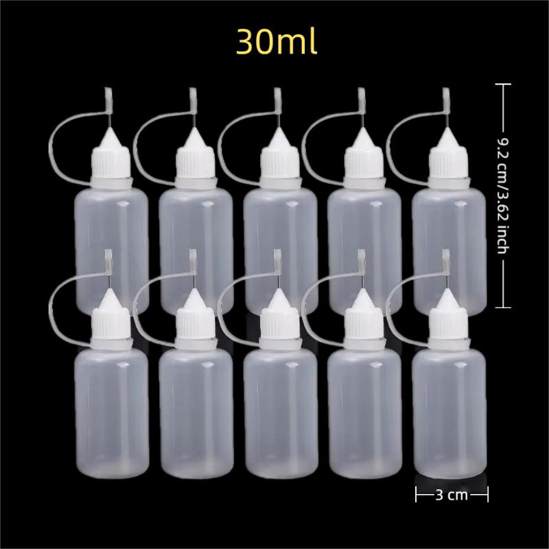 10/30/50Ml Plastic Squeezable Tip Applicator Bottle Refillable Dropper With Needle Tip Caps For Glue Pigment Oil Liquids Bottles
