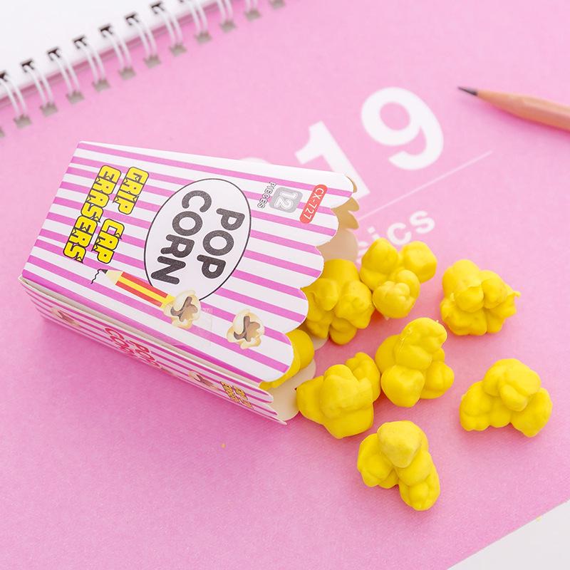 Cartoon Popcorn-Shaped Eraser for Primary Students - Cute Learning Stationery Gift