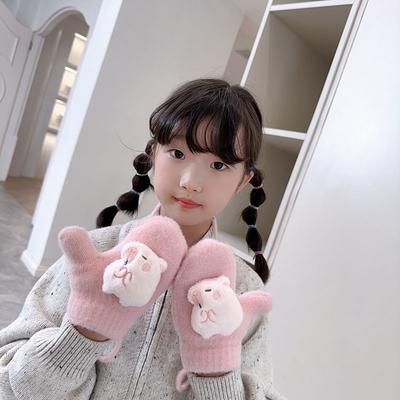 New Children's Gloves Korean Cartoon Cute Kapibara Velvet Thickened Warm Baby Gloves
