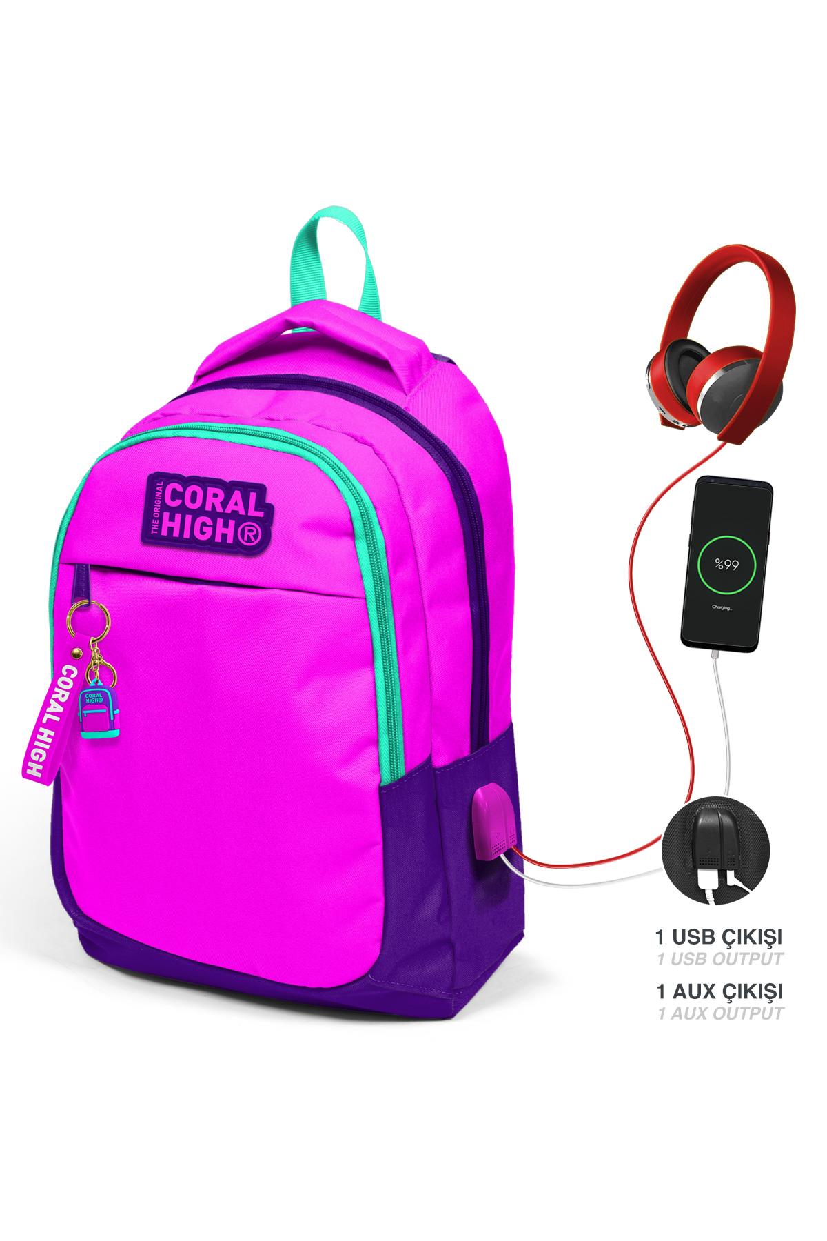 

Школьный рюкзак Coral High Kids Розовый Фиолетовый с тремя отделениями USB 24314