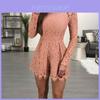 Womens Fashion Elegant Casual Romper Dress Lace Long Sleeve Sexy Short Jumpsuit