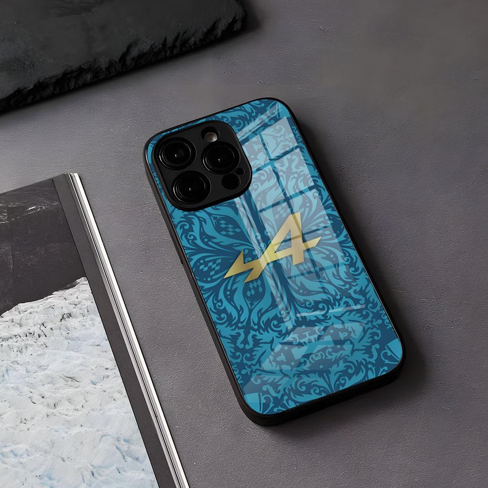 Alpine Logo Trikolóra Francouzský Kryt na Telefon Pro IPhone 17 Air 16 E Pro Max 15 14 13 Mini 12 Pro 11 Max Plus Černý Skleněný Kryt