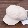 Casual PU Leather Solid Color Octagonal Beret Hat Peaked Cap Newsboy Hat Newsboy Cap