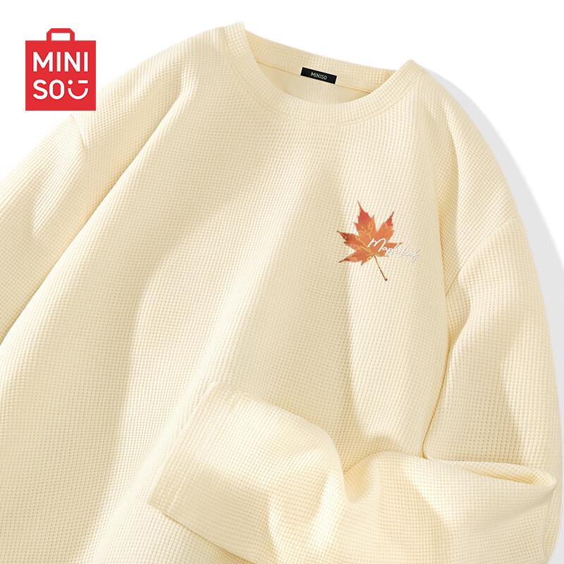 MINISO Men s Heavyweight Waffle Knit Long-Sleeve T-Shirt M