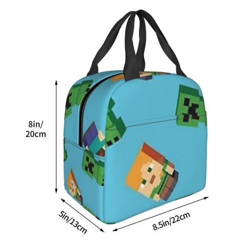 Minecraft Lunch Pack, Reusable Lunch Bag, Compact Lunch Box, Insulated Bag, Fashionable Carrying Bag, Cold Bag, Soft Ice Bag, Tote Bag, Reusable Bag F