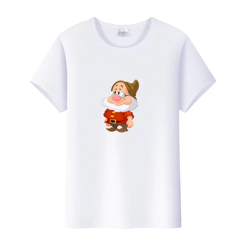 Fashion Cartoon Tees Seven Dwarfs Shirt Summer Tops Aesthetic White T-Shirts 2000s Clothes Y2k Goth Blouse Unisex