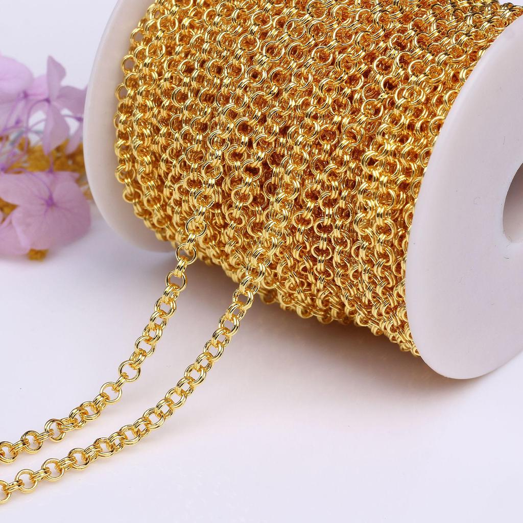 14k Gold-Filled Double-Strand Round Copper Chain for DIY Bracelet and Necklace Jewelry.
