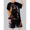 Boys' Round Neck Short Sleeved Set for Children Aged 3-14, Fashionable Printed Cartoon Boys' Short Sleeved Set