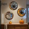 Decorative Mirrors for Entryway Halloween Mirror Wall Stickers with Spiders/Skeletons/Pumpkins, Retro Hanging Home Accents Ornament, Lightweight