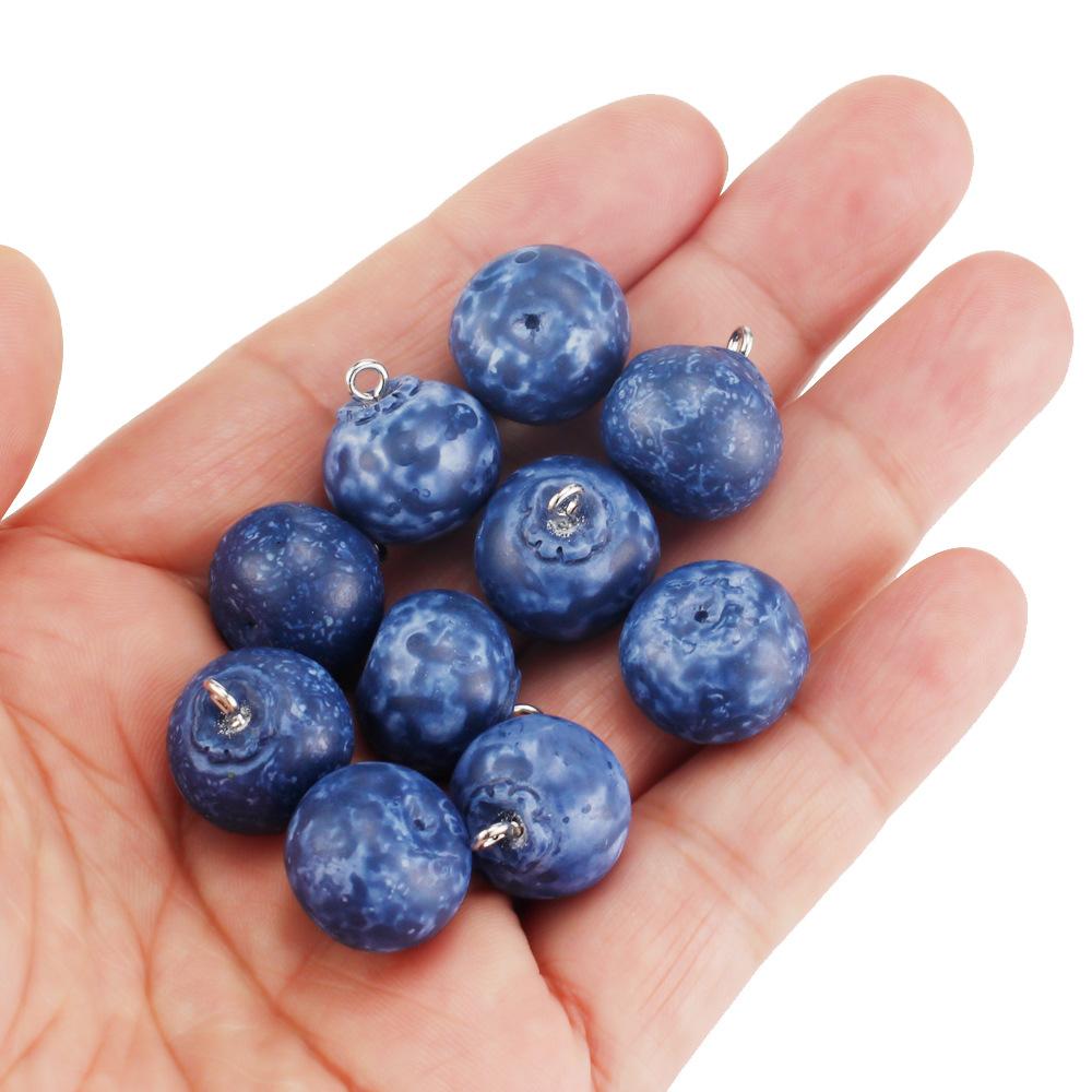 10PCS 3D Small Blueberry Resin Charms Cute Simulated Fruit Food Pendant DIY for Earring Necklace Jewelry Make Accessories Gifts