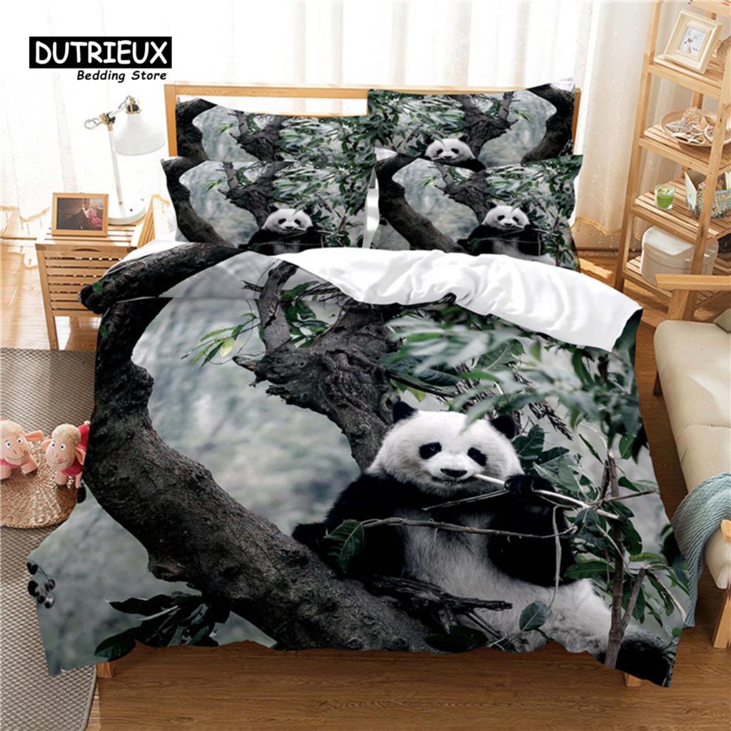National Treasure Panda Bedding Set, 3Pcs Duvet Cover Set, Soft Comfortable Breathable Duvet Cover, For Bedroom Guest Room Decor