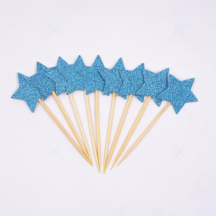 10pcs Mini Heart Star Glitter Series Cake Decoration Inserts Cupcake Toppers Decorating Wedding Birthday Party Decorations