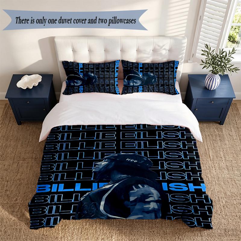 Billie Eilish 3‑Piece Bedding Set Soft Microfiber Duvet Cover Pillowcases Comfortable Bed Linen for Bedroom Decoration