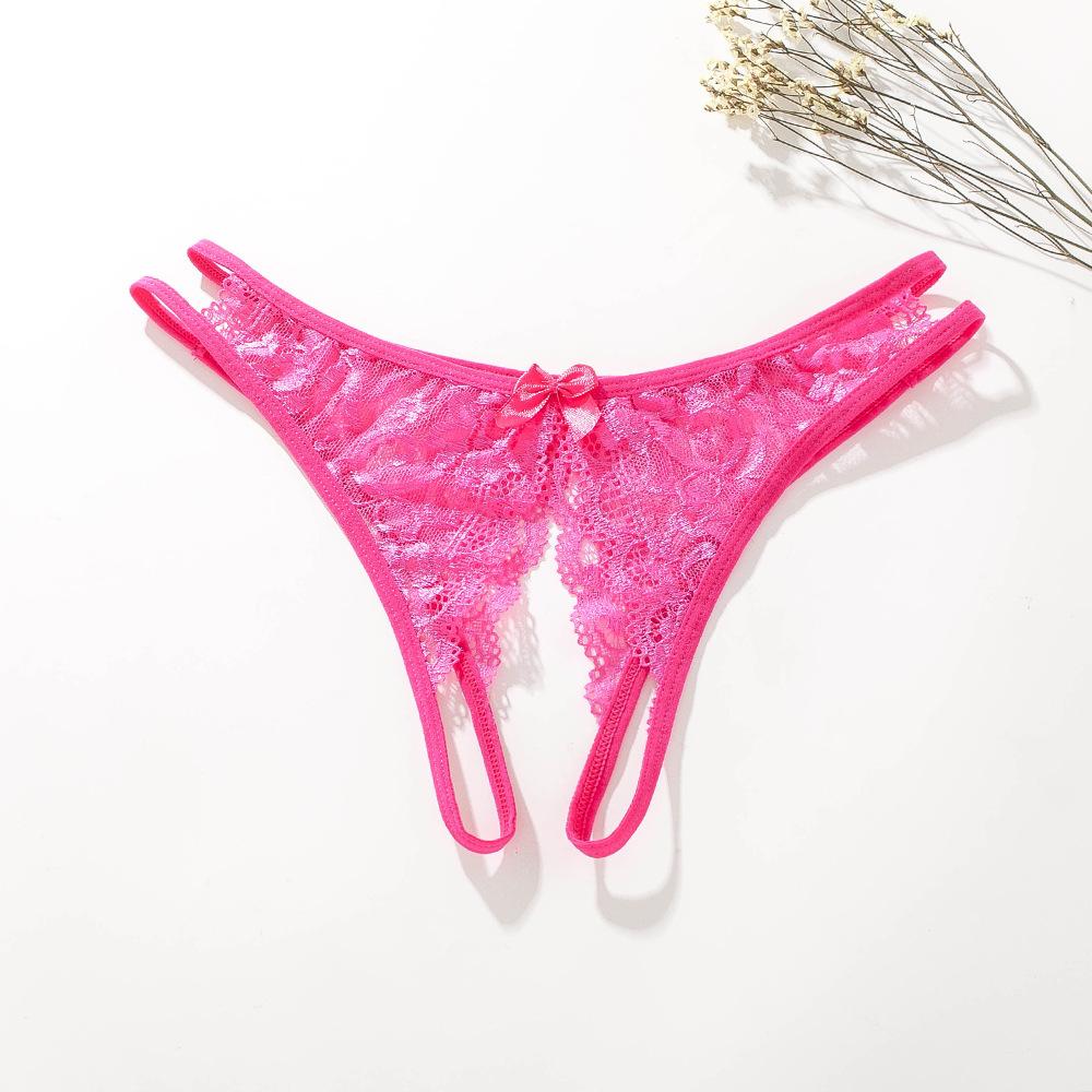 Women Sexy Lace Open Crotch Briefs Ladies Low Waist G-String Sex Game Pantie Underwear