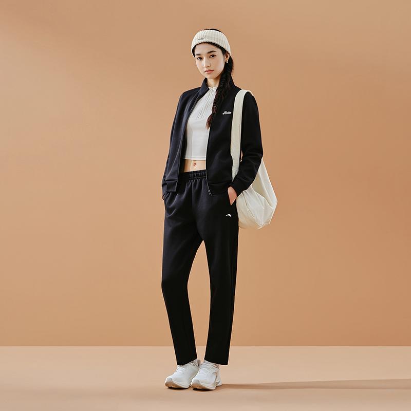 Anta Outdoor Hiking Sports Comfortable Fashion Simple Urban Commuting Fleece Warm Casual Suit Women suit Basic-Black 962617202N-3