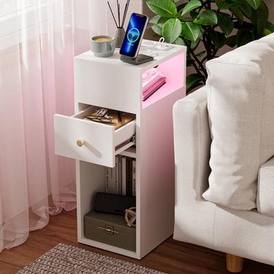 Bedside Nightstand Activated LED USB Type C Charging Storage Drawers for Living Room Bedroom Bed Side Table Mueble Influences
