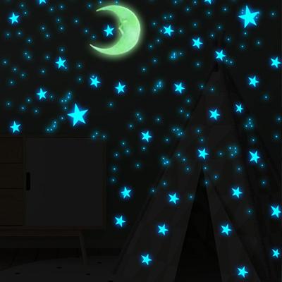 103 Pcs Luminous Wall Stickers, Glow In The Dark Star And Moon Ceiling Stickers, DIY Wall Art Home Decor Room Decor