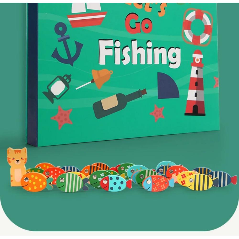 Kids Montessori Toy Wooden Magnetic Fishing Game Fine Motor Skill Counting Catch ABC Alphabet Fish Cognitive Toys Spelling Games