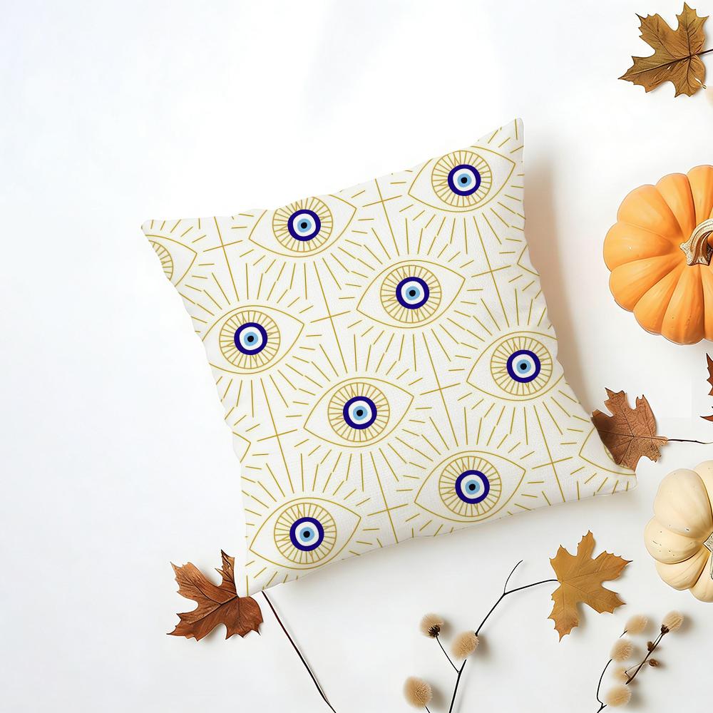 Mystic Protective B-Evil Eye Art Print Cushion Cover Washable Linen Pillowcase Soft For Daily Sofa Bed Home Room Decor