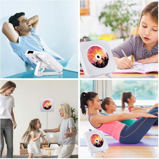 Portable CD Player with Bluetooth, Qoosea Wall Mountable CD Players Music Player Home Audio Boombox with Remote Control FM Radio Built-in HiFi