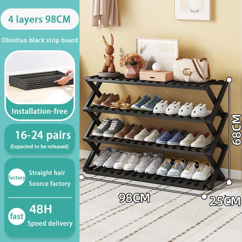 Folding Shoe Rack Multi-tier Shoe Rack for Entryway Balcony Potted Plant Shelves Simple Assembly Shoe Rack Make Of Bamboo