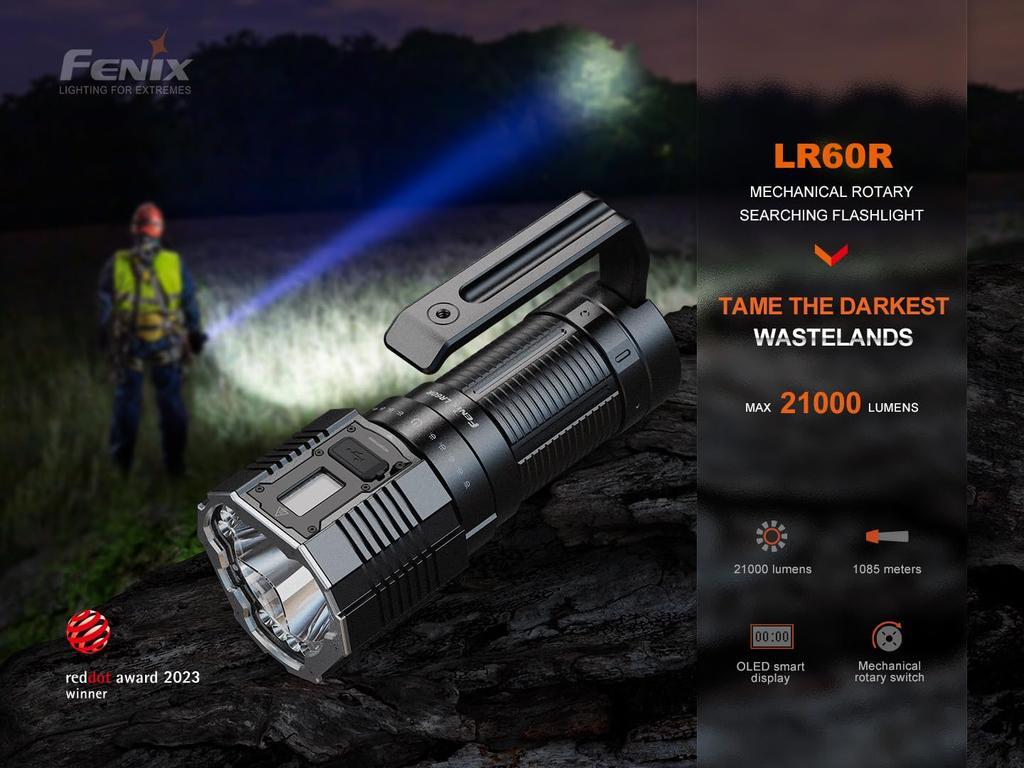 Fenix LR60R 1087m Fascicul Lumini Rapide Spot Inundație Mâner Profesional cu Proiector de Căutare de Mare Putere, 21.000 Lumeni, Distanță, Încărcare USB-C, & [Pentru Utilizare,