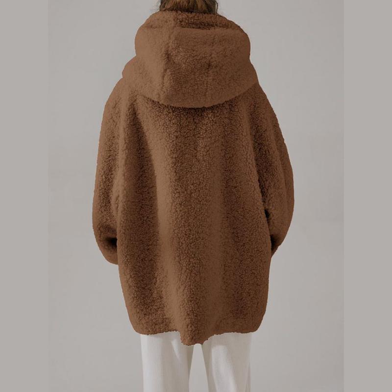 Fashionable Hooded Sweatshirt Women Solid Color Casual Pullover Top