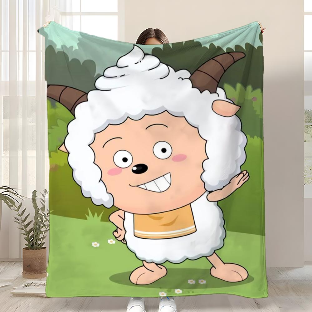 Love To Sleep Lazy Goat Throw Kid-Friendly Flannel Throw Blanket Soft Warm Anti-Static Washable All Season
