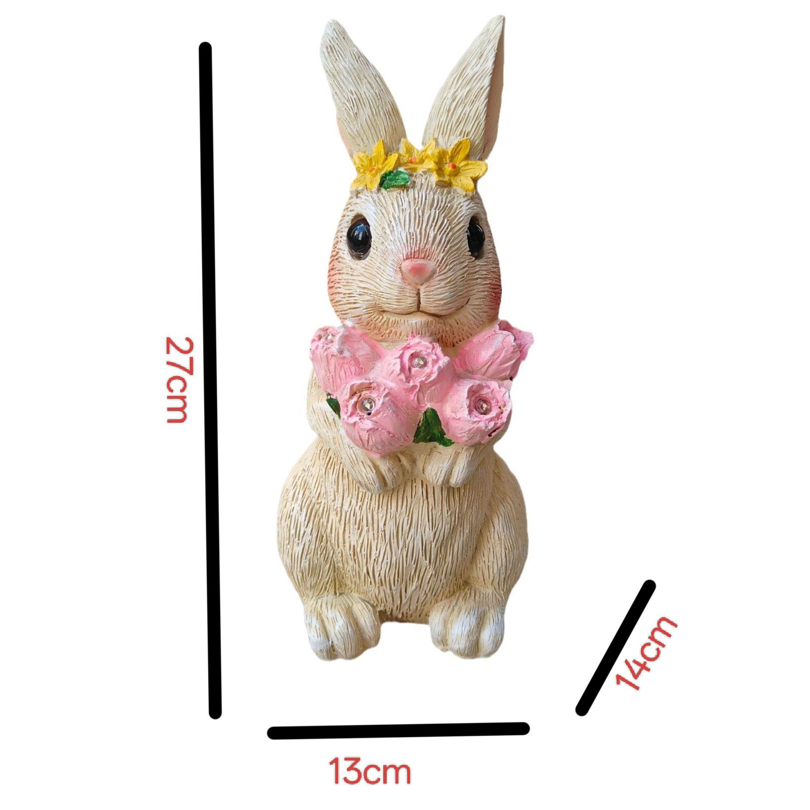 TEMU Solar Rabbit Garden Statue - Outdoor Resin Landscape Decoration Night Light
