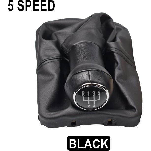 Hacreyatu für VW Käfer 1998 1999 2000 2001 2002 2003 2004 2005 2006 2007 2008 2009 2010 Neuer 5-Gang-Schalthebel Schalthebelknauf Lederbalg (Schwarz)