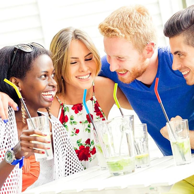 6pcs New High-end Metal Silicone Straw Covers 8mm Outer Diameter Food Grade Rubber Straw Covers Flex Elbow Hydraflow Straw