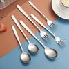 304 Stainless Steel Korean Style Tableware: Soup Spoon, Table Fork, Coffee Stirring Spoon, Long-Handle Thickened Spoon & Fork.