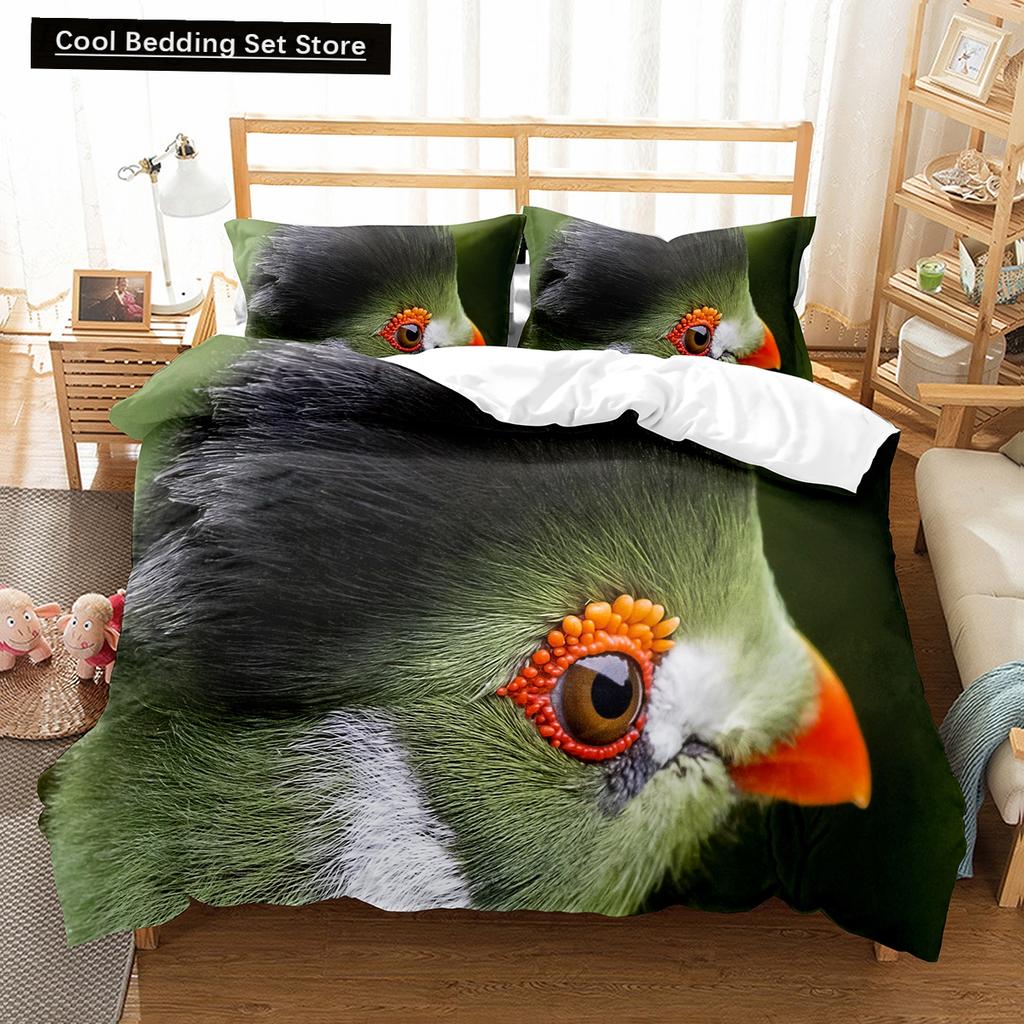 Red Rare Birds King Queen Duvet Cover Tropical Flying Animals Bedding Set Wildlife Quilt Cover 2/3Pcs Polyester Comforter Cover