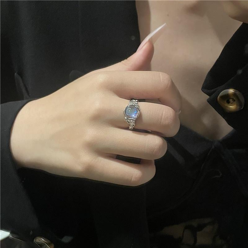 Crystal Opal Irregular Ring for Women Zircon Star Open Rings Vintage Geometric Trendy Ring Jewelry