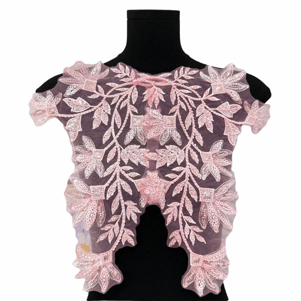 Multi-Color 3D Nail Beads Delicate Mesh Embroidered Sequins Embroidery Lace Patch High-End Fabric Floral Collars