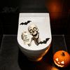 Waterproof Halloween Wall Stickers Toilet Sticker, Ghost And Skeleton Print Decals, PVC Easy Bathroom Decals Peel Stick Spooky Stickers, for