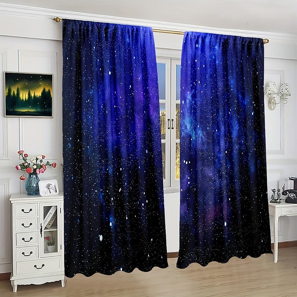 Outer Space Starry Star Stunning Glaxy UniverseWindow Curtains For Living Room Kids Bedroom Bathroom Kicthen Door Home Decor2Pcs