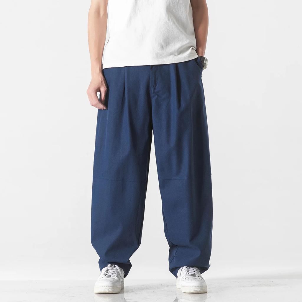 2026 Spring Summer Men Loose Cotton Linen Harem Pants Chinese Style Oversize Pants Male Casual Pants Man Soild Color Trousers