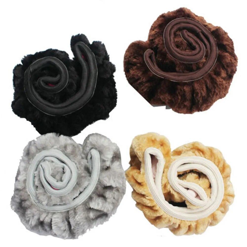 Universal Mesh Fabric Steering Wheel Plush Car Steering Wheel Cover Set Warm Soft Fuzzy Plush Winter Car Accessories Interior