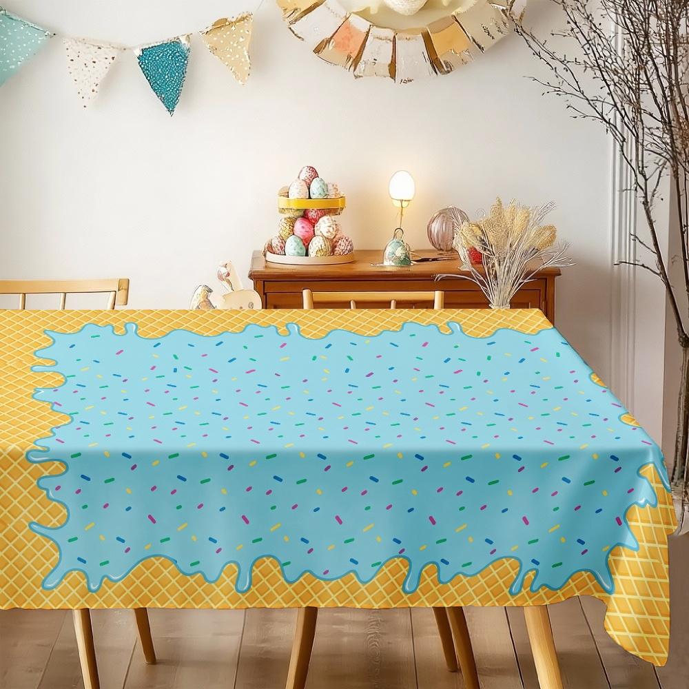 Ice Cream Pattern Rectangle Table Cloth for Table Decor Kitchen Dining Waterproof Reusable Tablecloth for Table Indoor Outdoor