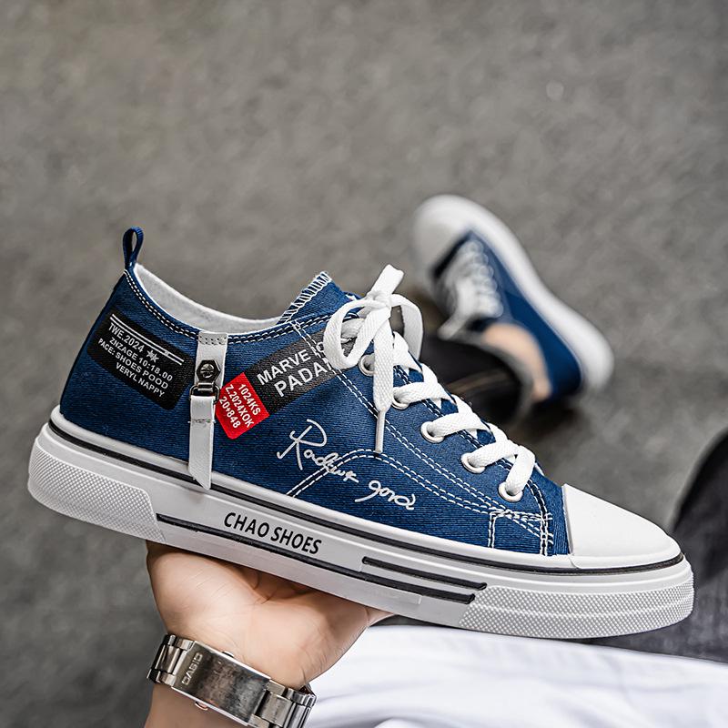 

«Мужские дышащие парусиновые кроссовки 2024 года: Модные повседневные туфли с низким верхом для молодежи. 40