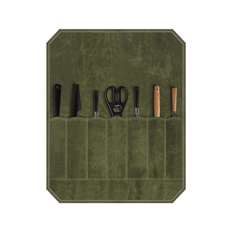 Bolsa enrollable para cuchillos con 7 ranuras, gran capacidad, fácil de transportar, impermeable, portátil, organizador de cuchillos de cocina, bolsa de almacenamiento