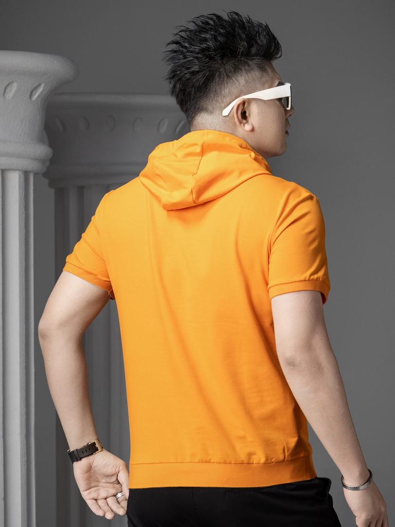 Europäischer Stil Einfarbiges Kapuzen-Kurzarm-T-Shirt für Herren, Sommer Trendiges Schlank geschnittenes Halbarm-Kapuzensweatshirt, Sportlich Lässig Hoodie