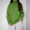 Autumn/Winter 2024 Solid Color High-Neck Casual Loose Knit Sweater